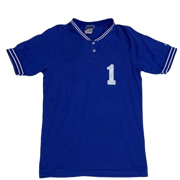 BIKE Brand Shirt Mens Medium Blue Number One Short Sleeve Vintage Tee - Picture 1 of 12